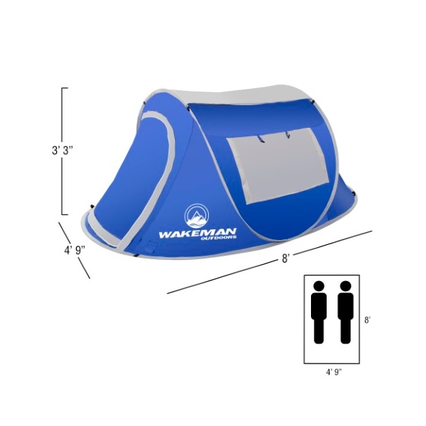 Pop-up Tent 2-person Water Resistant Barrel Style Tent For Camping With Rain Fly And Carry Bag, BLue